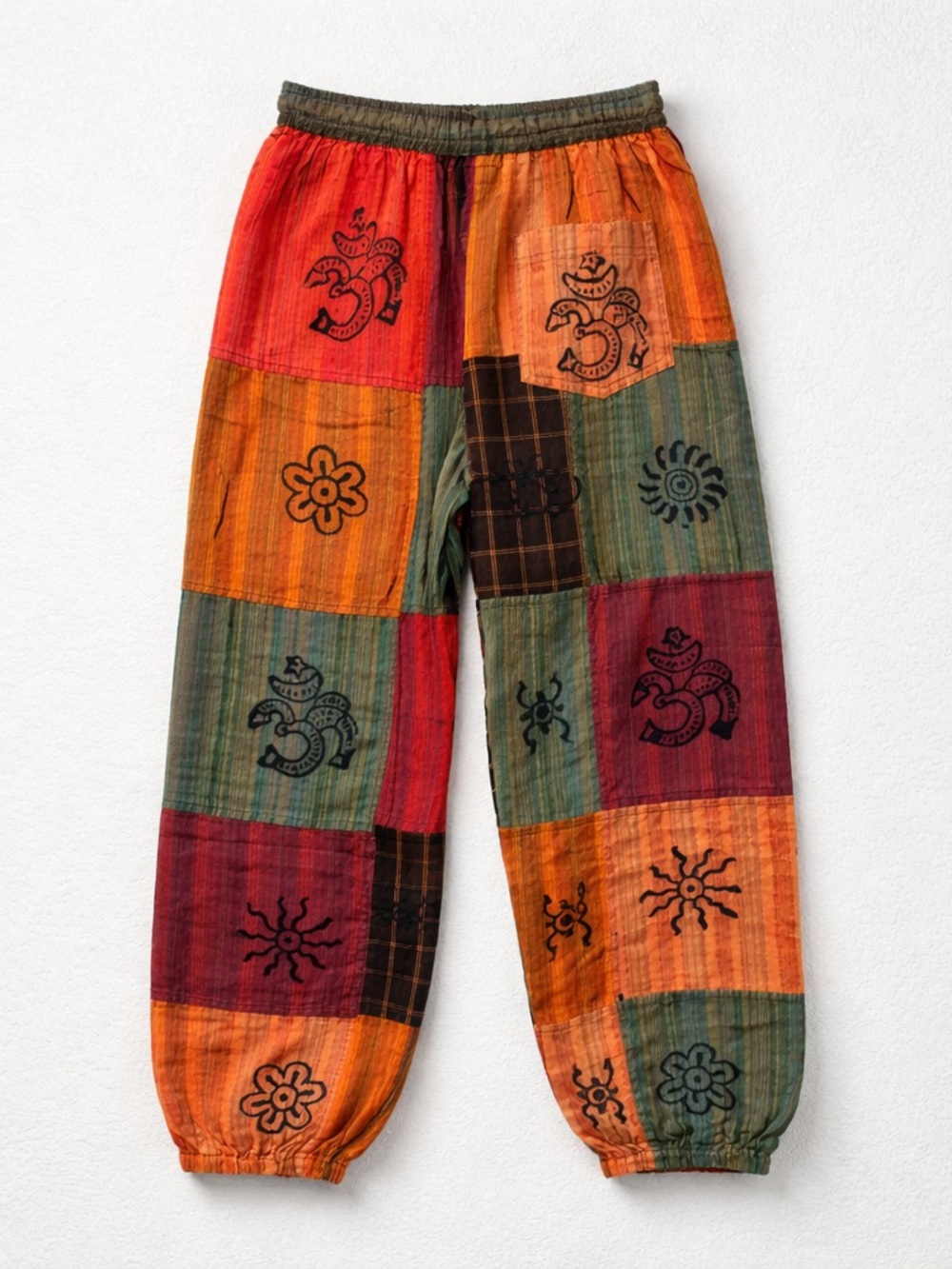 Rising International Multicolor Boho Patchwork Drawstring Pants - Picture 2 of 3